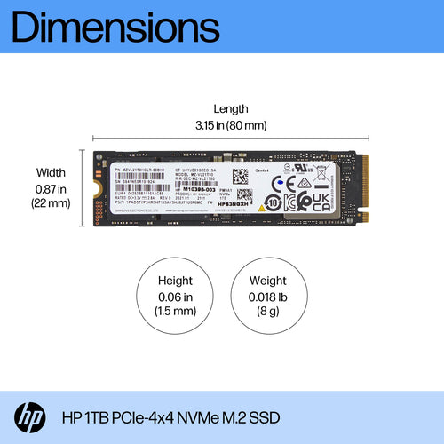 HP 1TB PCIe-4x4 NVMe Solid State Drive M.2 PCI Express 4.0 HP 1TB PCIe-4x4 NVMe Solid State Drive M.2 PCI Express 4.0